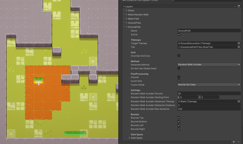 The layers in the TopDown Engine's KoalaProceduralTilemap demo scene